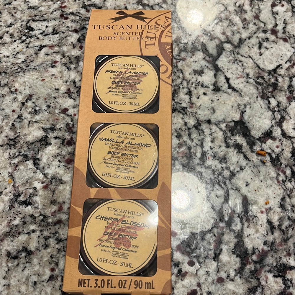 New in Box Tuscan Hills Body Butter Collection, Gift set 3PC
